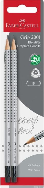 Actual product image Faber-Castell Faber Bleist. Grip 2001 with eraser (B, 2 x)