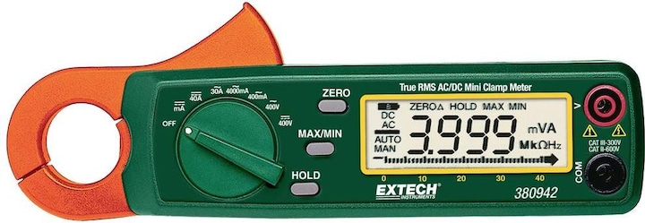 Immagine prodotto Extech Mini pinza amperometrica AC/DC true rms 30A (CAT II 600V, CAT III 300V)