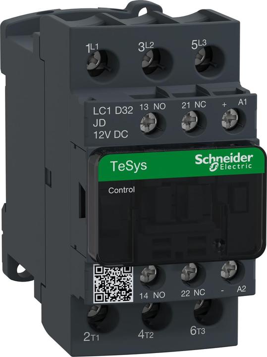 Actual product image Schneider Electric Contactor,3P,Spl,32A AC3 15KW 1NO1NC 12Vdc