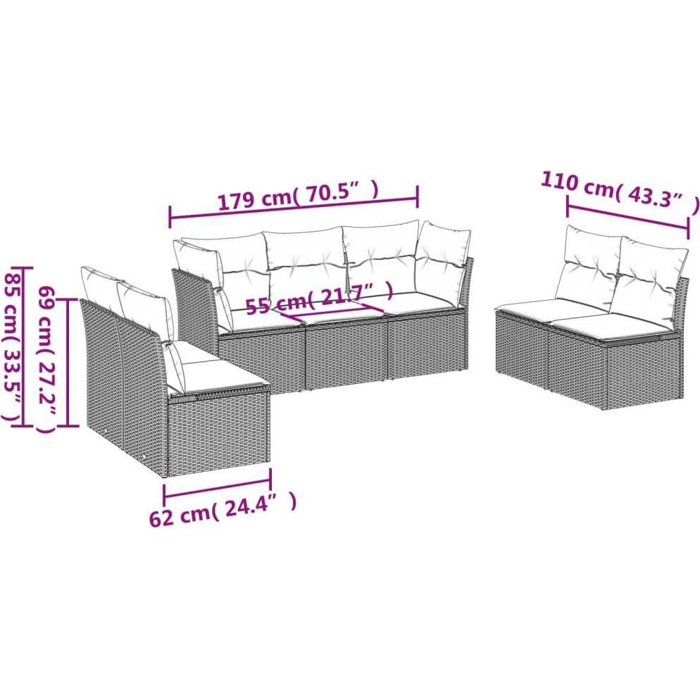 Thumbnail - VidaXL, Gartenlounge, 10-tlg. Garten-Lounge-Set mit Kissen