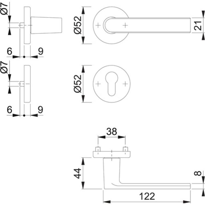 Immagine prodotto Hoppe Set di rosette Los Angeles M1642/42KV/42KVS Ottone F96-1-R rotondo TC DIN sinistra/destra D/D (Maniglia della porta)