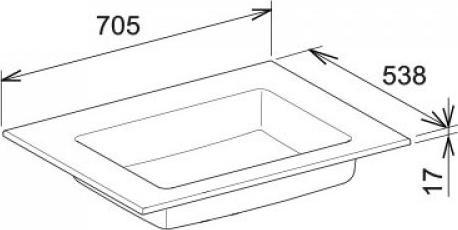 Produktbild Keuco Keramik-Waschtisch ROYAL 60 704x17x538mm o HL-Boh ohne ÜL we (538 mm, 704 mm)
