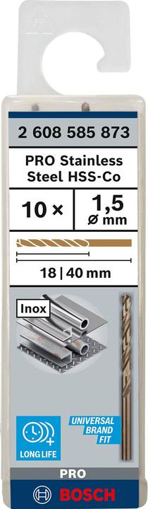 Actual product image Bosch Professional Zubehör PRO Stainless Steel HSS-Co twist drill, 1 x 18 x 40 mm (1.5 mm)