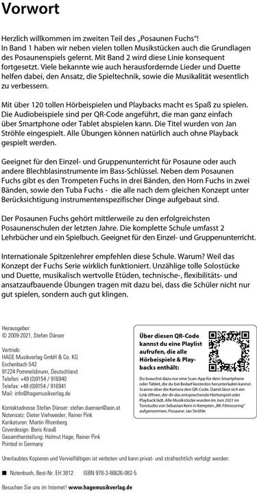 Actual product image Posaunen Fuchs Band 2 mit CD (German, English, Stefan Dünser, Jan Ströhle, 2009)