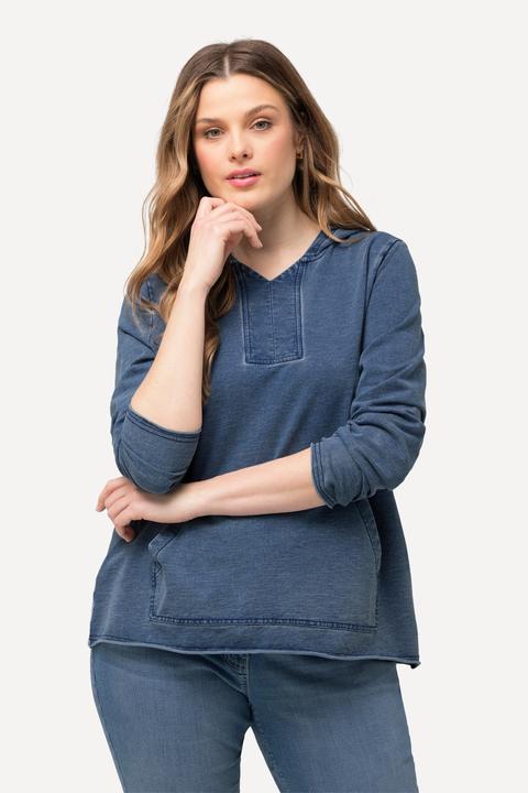 Immagine prodotto Ulla Popken Maglia con cappuccio, orli non rifiniti, maniche lunghe e tasca a marsupio (46, 48)