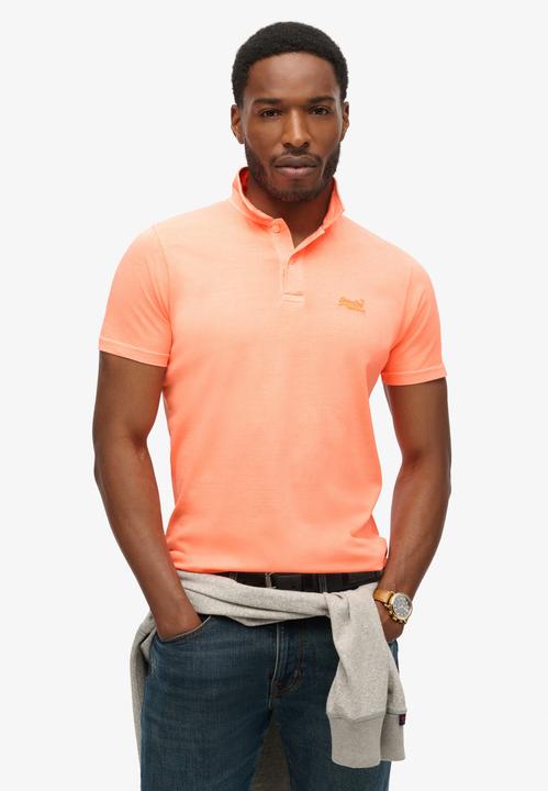 Produktbild Superdry Essential Jersey-Polohemd mit neonfarbenem Logo (M)