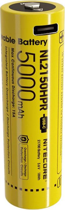 Actual product image Nitecore Li-Ion battery 21700, 5000mAh, NL2150HPR USB-C