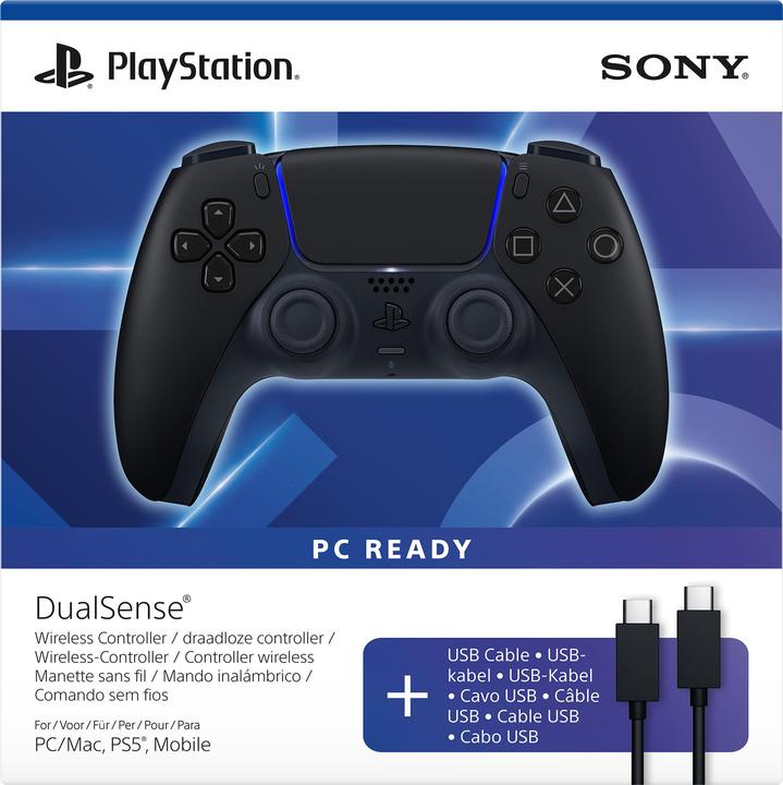 Image du produit Sony PS5 DualSense Wireless-Controller (PC-kompatibel) - Mitternachtsschwarz / Mit USB-Kabel für PC (PC)