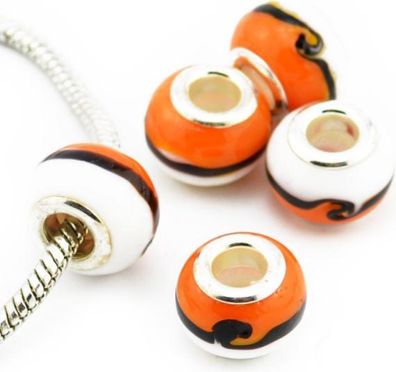 Hermex Glas Bead versilbert 925 - Silbrig Orange (Silber 925 Oberfläche und eine Materialmischung aus Metalllegierung und Glas)