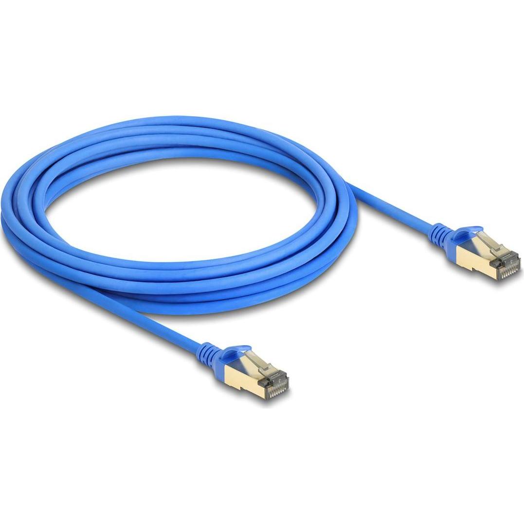 Thumbnail - Delock RJ45 Netzwerkkabel Cat.8.1 F/FTP Slim 5 m blau (F/FTP, CAT8.1, 5 m), Netzwerkkabel