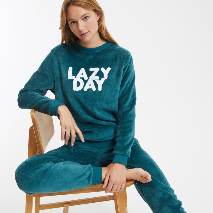 Produktbild So'home Fleece-Schlafanzug mit Schriftzug (50)