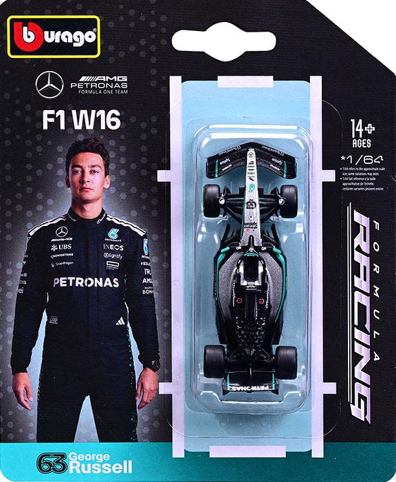Actual product image Bburago F1 Mercedes-AMG F1 W16 25 Russell Blister #63 Scala 1:64