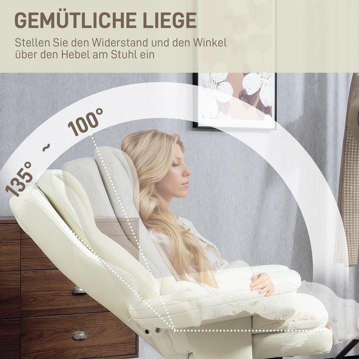 Produktbild Homcom Relaxsessel mit Hocker Kunstleder, Stahl Cremeweiss