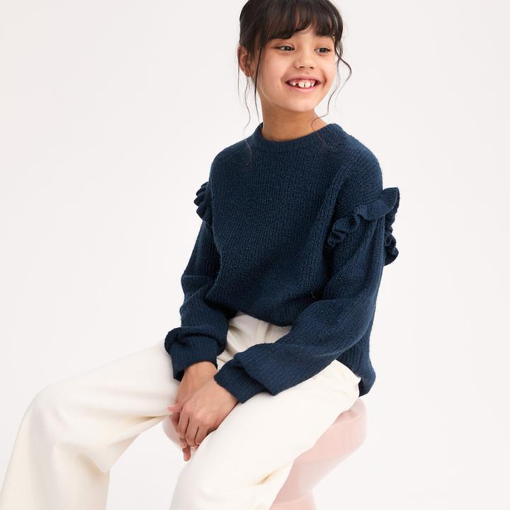 Produktbild La Redoute Collections Feinstrick-Pullover mit Rundhals und Volants (158)