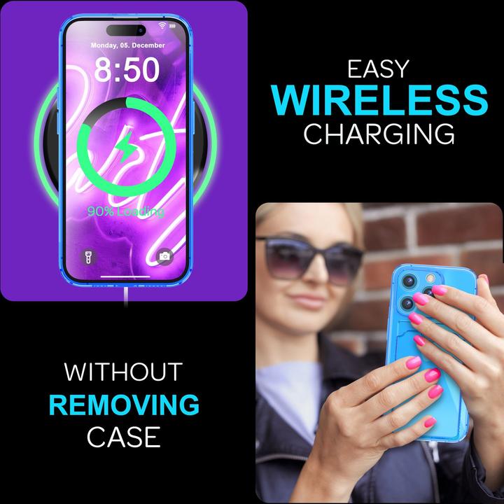 Produktbild Nalia Klar Transparente Neon Silikon Hülle Kartenhalter (Apple iPhone 16 Pro)