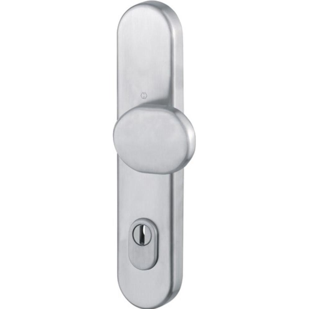 Hoppe, Türgriff + Fenstergriff, Knopflangschild E86G/3332ZA Edelstahl F69 für Kombischutz PZ 8 mm (Türgarnitur)
