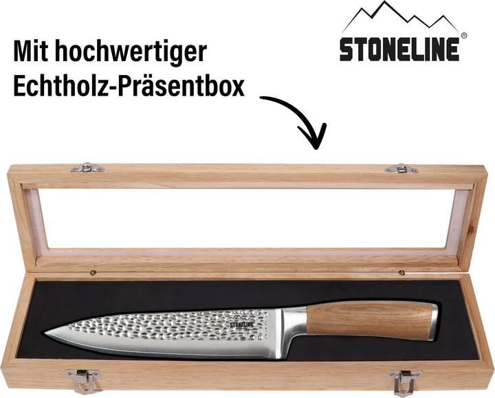 Produktbild Stoneline Hammerschlag Kochmesser 34 cm, aus Damaszenerstahl (20 cm)