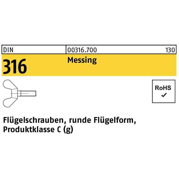 Schrauben, Flügelschraube DIN 316 M 8 x 30 Messing (50 Schrauben pro Stück)