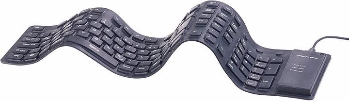 Produktbild GeneralKeys Wasserdichte Silikon-USB-Tastatur mit Ziffernblock, zusammenrollbar (DE, Kabelgebunden)