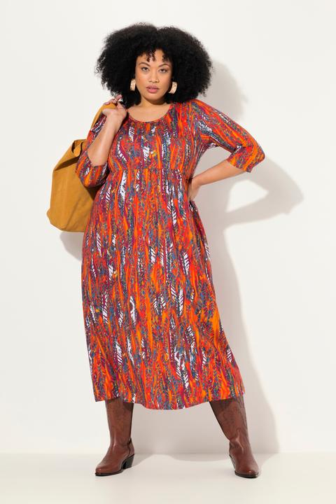 Produktbild Ulla Popken Jersey-Maxikleid, A-Linie, Rundhals, 3/4-Arm, Taschen (50, 52)