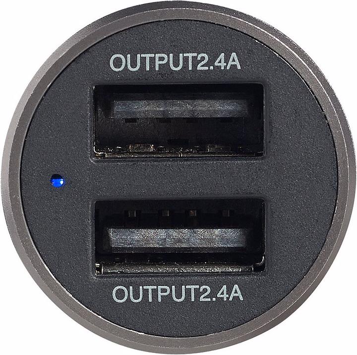 Produktbild Revolt Mini-Kfz-USB-Ladegerät mit 2 Ports, 12 & 24 V, 4,8 A, 24 Watt, Metall