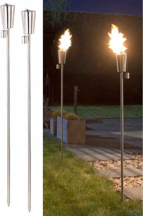 Image du produit Carlo Milano Torche de jardin en acier inoxydable "Amor" (lot de 2), inoxydable, 280 ml, 110 cm