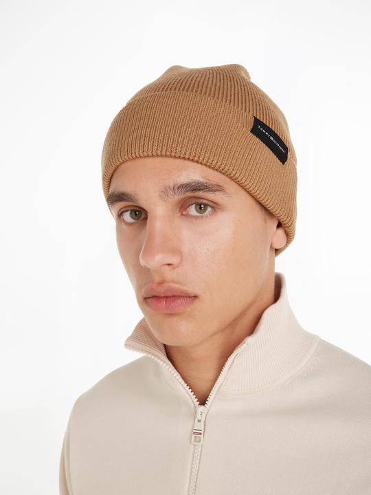 Actual product image Tommy Hilfiger Men's Uptown Wool Beanie Knitted Hat, Camel, One Size (One size)