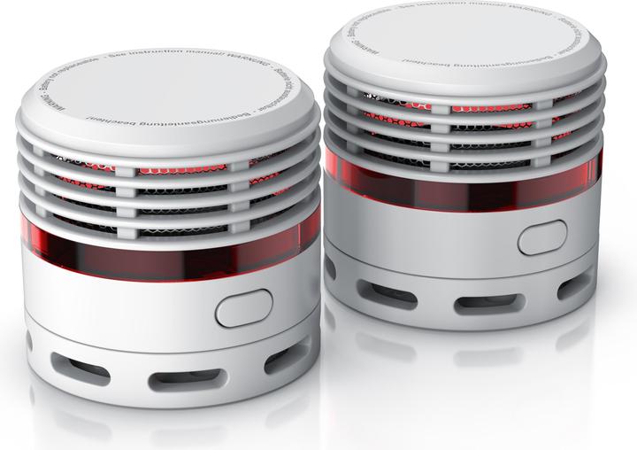 Actual product image Brandson 2x smoke detector, 10-year battery Li-Ion, volume 85dB, LED, test button, EN14604 & TÜV tested
