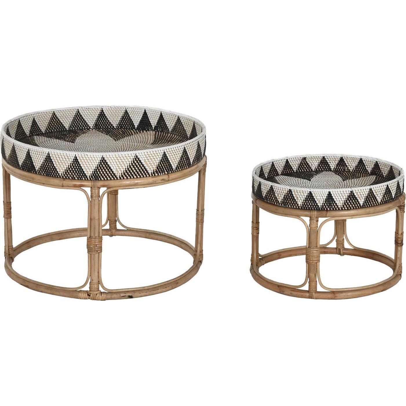 Esprit, Tavolino da salotto, Set of 2 tables Home Rattan 70 X 70 X 52 cm (0.70 m x 70 cm x 52 cm)