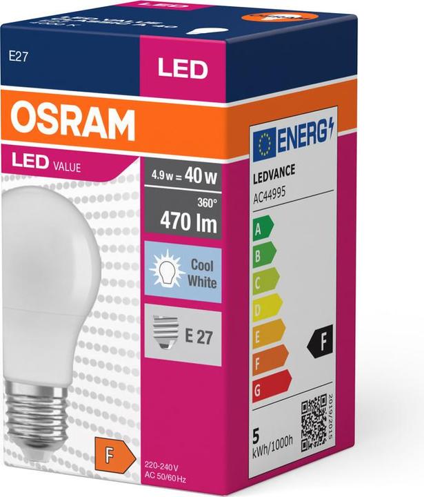Produktbild Osram Value Classic (E27, 4.90 W, 470 lm, 1 x, F)