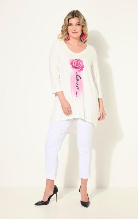 Actual product image Miamoda A-Line 3/4-Sleeve Rose Pattern T-Shirt (48)