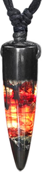 Produktbild Star Piercing Halskette schwarz Anhänger Patrone Lava Epoxy rot aus Arang Holz (ohne Messing, Organisch)