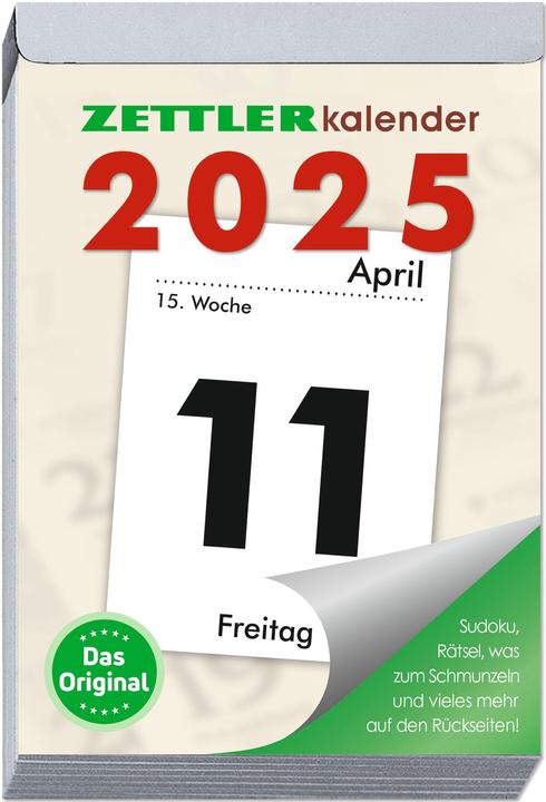 Daily tear-off calendar 2025 XXL, 9,9x14,3cm, tear-off calendar with Sudokus, recipes and (Hardcover, German)