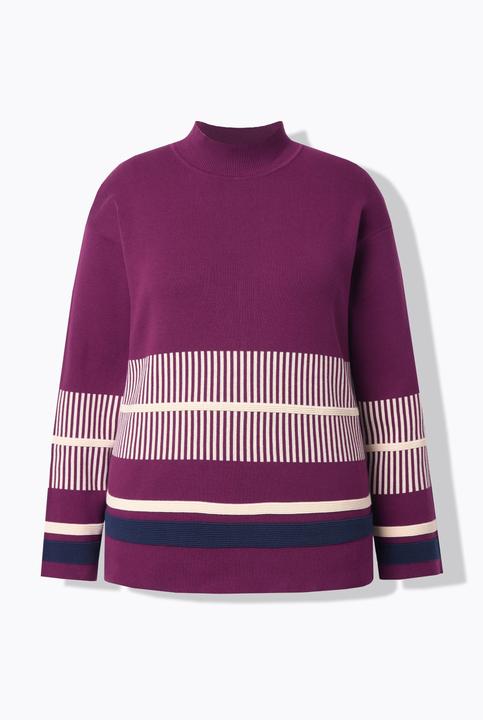 Produktbild Ulla Popken Pullover, Streifen, Stehkragen, Langarm (54)