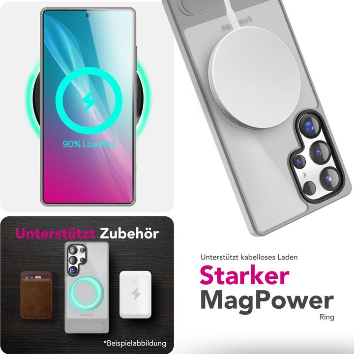 Immagine prodotto Nalia Triton - Durchsichtige Standfuss Hülle mit MagSafe Ring - Kickstand Hardcover (Samsung Galaxy S25 Ultra)