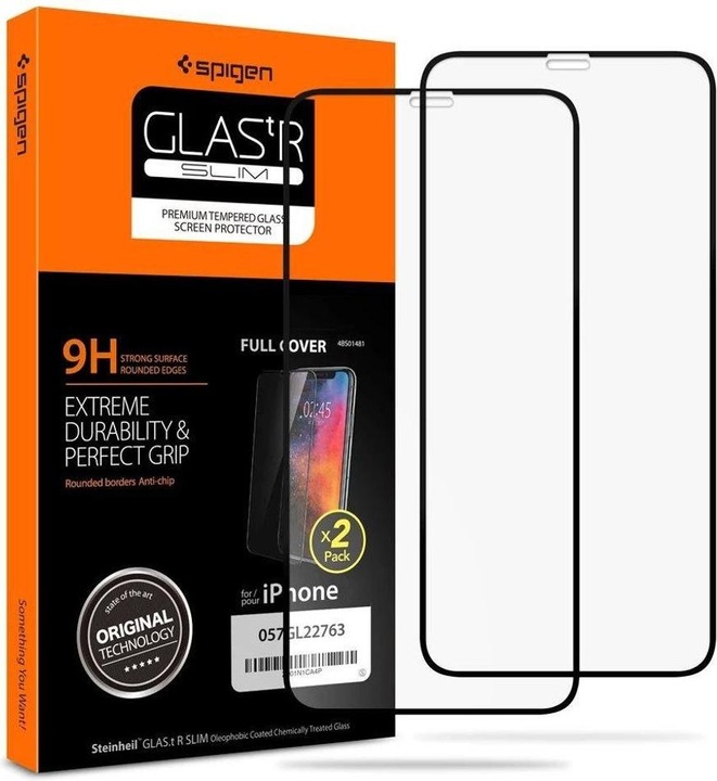 Spigen Vetro Temperato Fc 2-Pack Iphone 11 Pro Nero (2 Pezzo/i, Apple iPhone 11 Pro, Apple iPhone X)