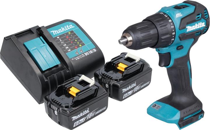 Produktbild Makita DHP 490 SG Akku Schlagbohrschrauber 18 V 65 Nm Brushless + 2x Akku 6,0 Ah + Ladegerät