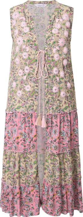 Actual product image Miamoda Weste, lange A-Linie, Blüten-Stickerei, Musterstreifen (48)