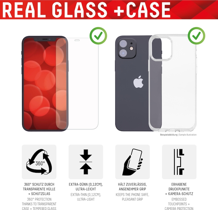 Image du produit Displex Real Glass, 2D Panzerglas + Handyhülle (1 pièce(s), Apple iPhone 13 Pro)