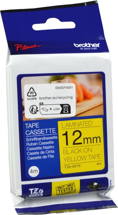 Actual product image Brother TZE-631S LAMINATED TAPE 12 MM (1.20 cm, Yellow)