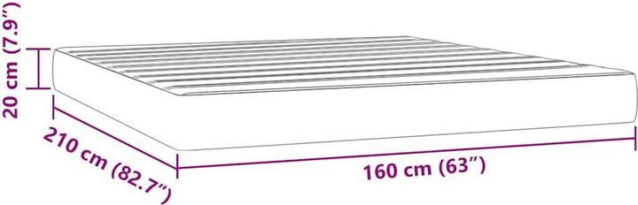 Produktbild vidaXL Taschenfederkernmatratze Dunkelgrau Samt (160 x 210 cm)