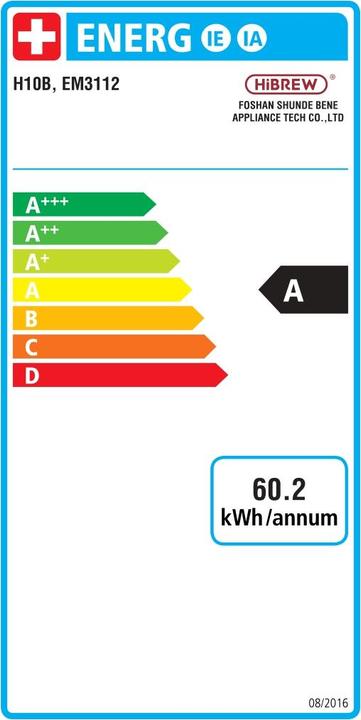 Etichetta energetica HiBREW H10B Barista Pro Sistema a doppia caldaia