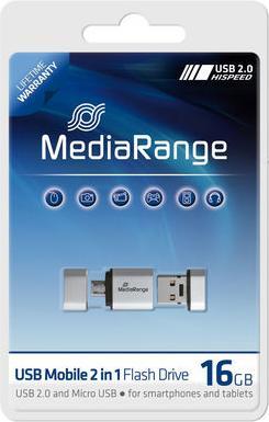 Image du produit MediaRange Nano clé mémoire USB avec adaptateur micro USB (16 Go, USB-A, Micro USB-A)