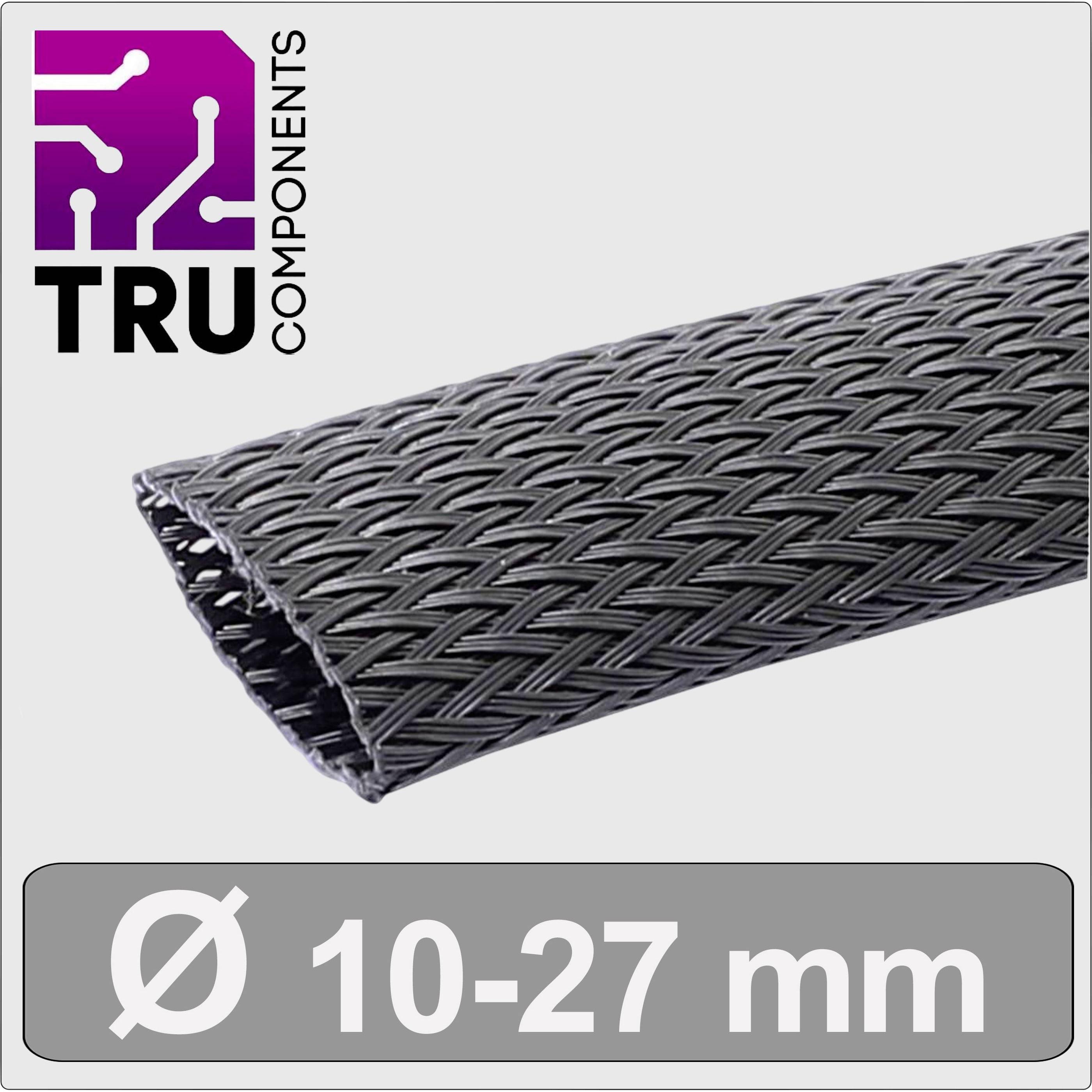 Tru Components, Sonda passacavo, TC-13377560 T24CA106 Geflechtschlauch Schwarz Polyester 10 bis 27