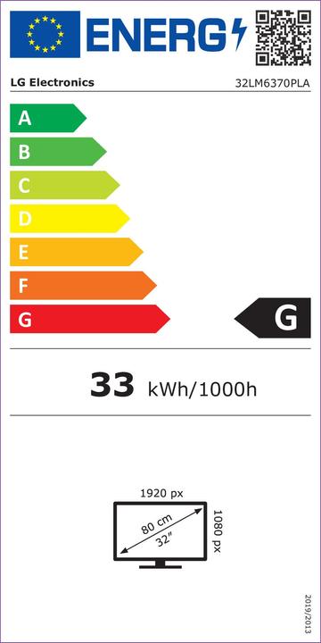 Energie-Label LG 32LM6370PLA (32", LCD, Full HD, 2021)