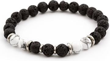 Produktbild Beneto Beaded bracelet made of lava stone and howlite MINK62 - Length: 19 cm (L) (19 cm, Lava Stein, Howlite)