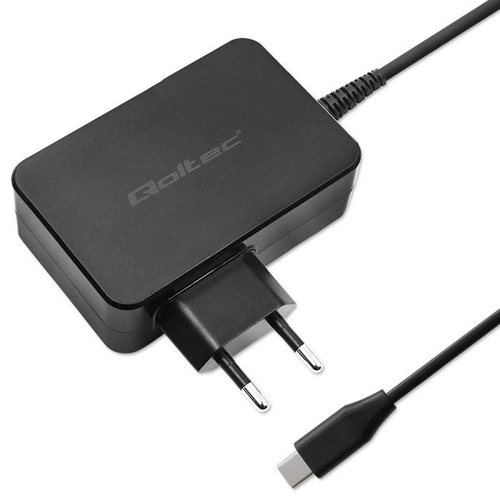 Qoltec Ładowarka GaN POWER PRO | 1xUSB-C | 90W | 5-20V | 3-4.5A | Czarna (90 W, 1 Port)