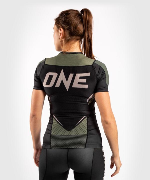 Actual product image Venum ONE FC Impact Rashguard hort sleeves - for women - Black/Khaki (M, L)