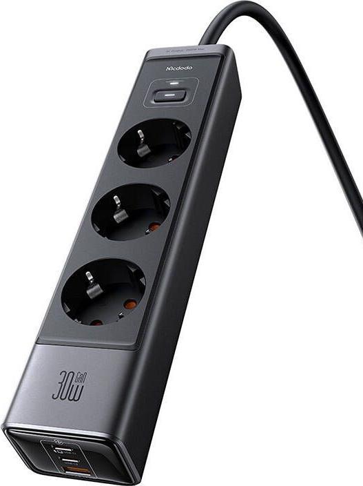 Actual product image Mcdodo GaN 6-in-1 power strip CH-0620, 30W (6x, USB-A, USB-C, 1.50 m)
