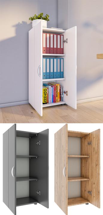 Image du produit VCM Armoire de bureau Livres Dossiers Meuble de bureau Armoire Ulas 3 portes battantes (49 x 34 x 108 cm)